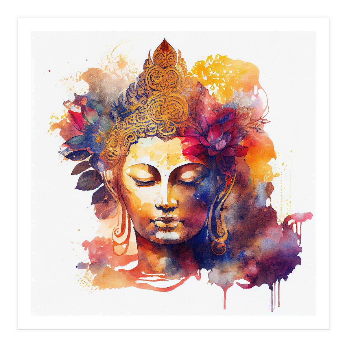 Lotus Bloom Buddha Portrait (Print Only)