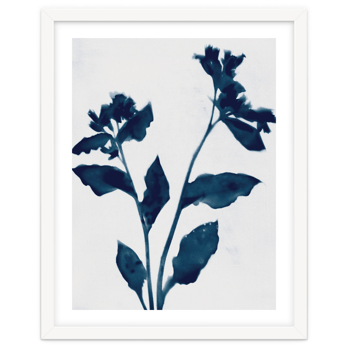 Indigo Blue Flower Silhouette 2