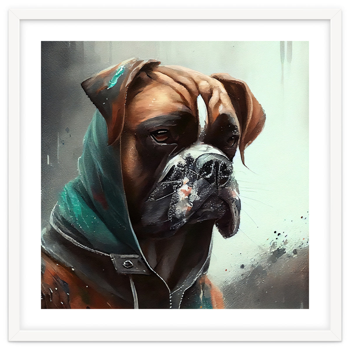 Watercolor Boxer Dog