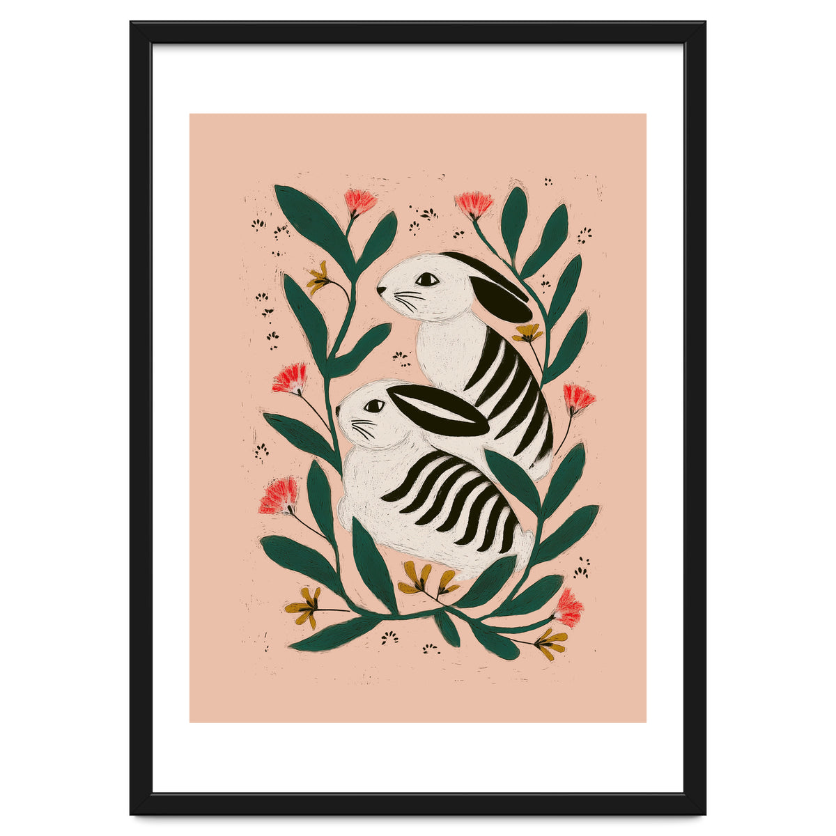 Hares Among Flowers