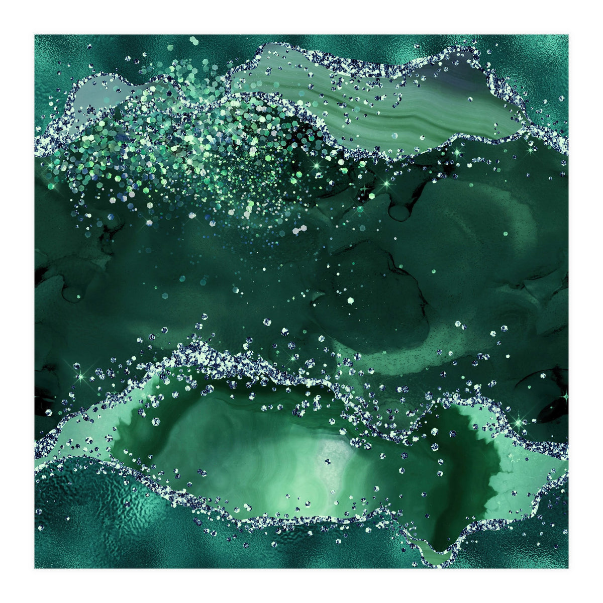 Emerald Glitter Agate Texture 04  (Print Only)