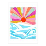 Boho Sunrise, Bohemian Abstract Landscape Nature, Colorful Illustration Ocean Sea Beach Summer, Positive Vibes Mindset (Print Only) thumbnail