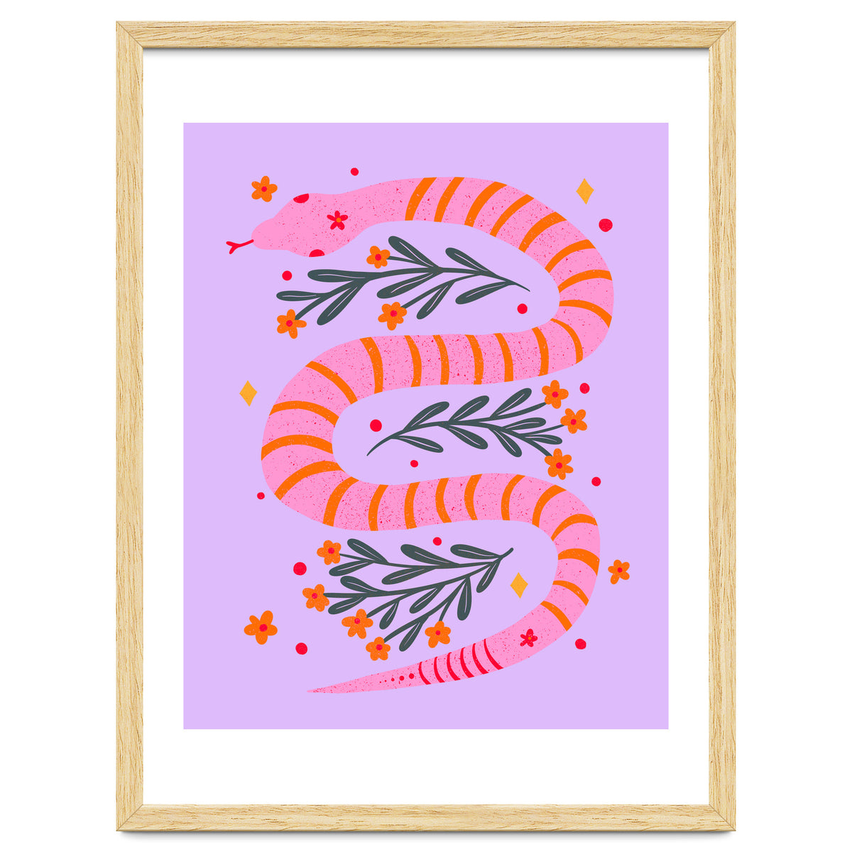 Modern snake - pink and orange