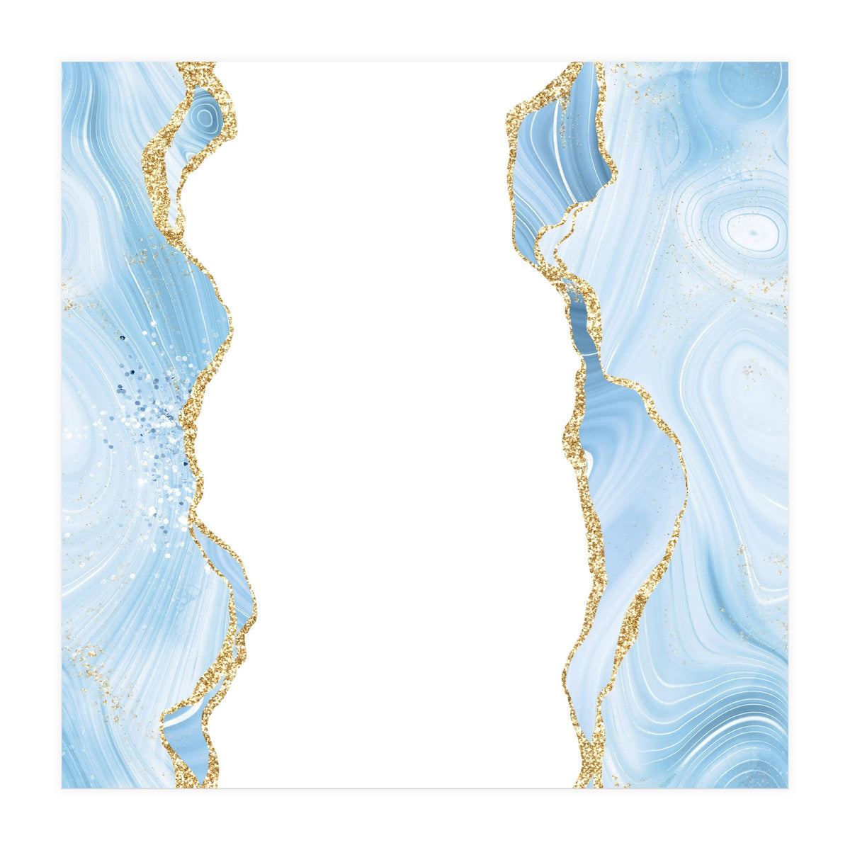 Blue & Gold Glitter Agate Texture 08  (Print Only)