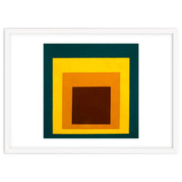 JOSEF ALBERS - HOMAGE TO THE SQUARE DARK GREEN YELLOW ORANGE BROWN