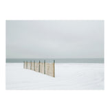 Wood fence in the winter snow beach (Print Only) thumbnail