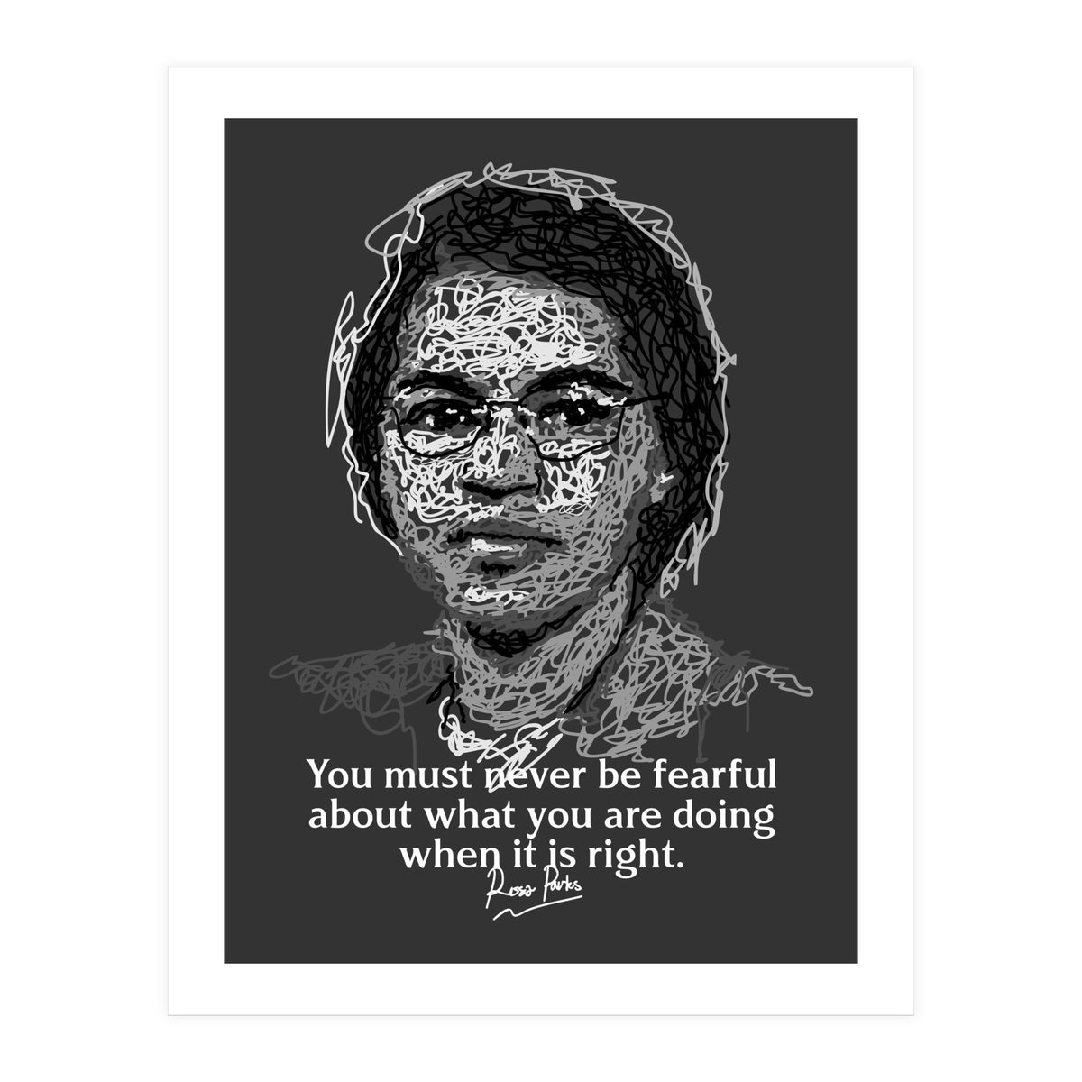 Rosa Parks  American Activist Legend in Scribble Art (Print Only)