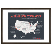 USA Map of Alien First Contacts in Movies