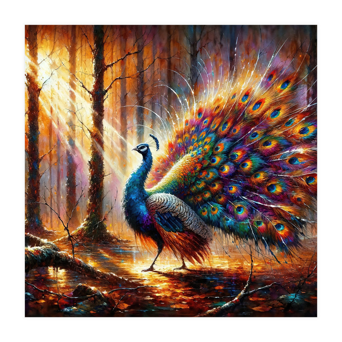 Majestic Peacock In Enchanted Forest (Print Only)