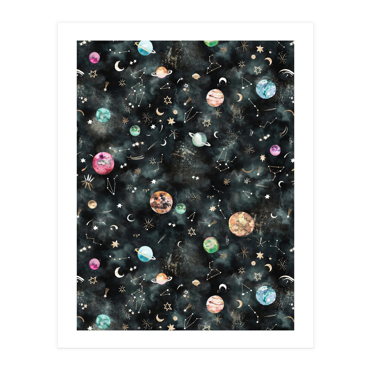 Galaxy Astrology Astronomy Constellations Gold (Print Only)