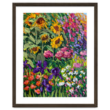 Vibrant Summer Sunflower and Iris Meadow Oil Painting thumbnail