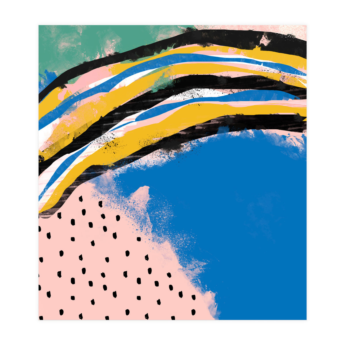 Abstract Pink Blue Dreamy Painting (Print Only)