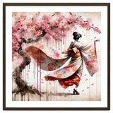 Geisha Under Cherry Blossoms In Motion thumbnail