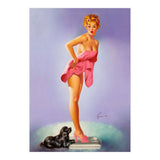 Pinup Girl On A Scale With Her Little Black Dog Behind (Print Only) thumbnail