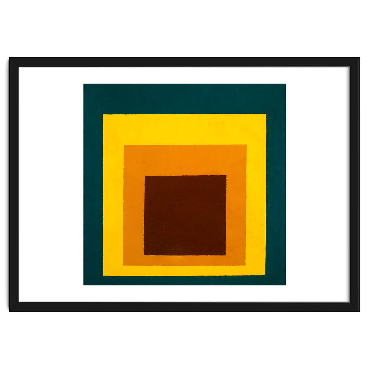 JOSEF ALBERS - HOMAGE TO THE SQUARE DARK GREEN YELLOW ORANGE BROWN
