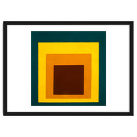 JOSEF ALBERS - HOMAGE TO THE SQUARE DARK GREEN YELLOW ORANGE BROWN