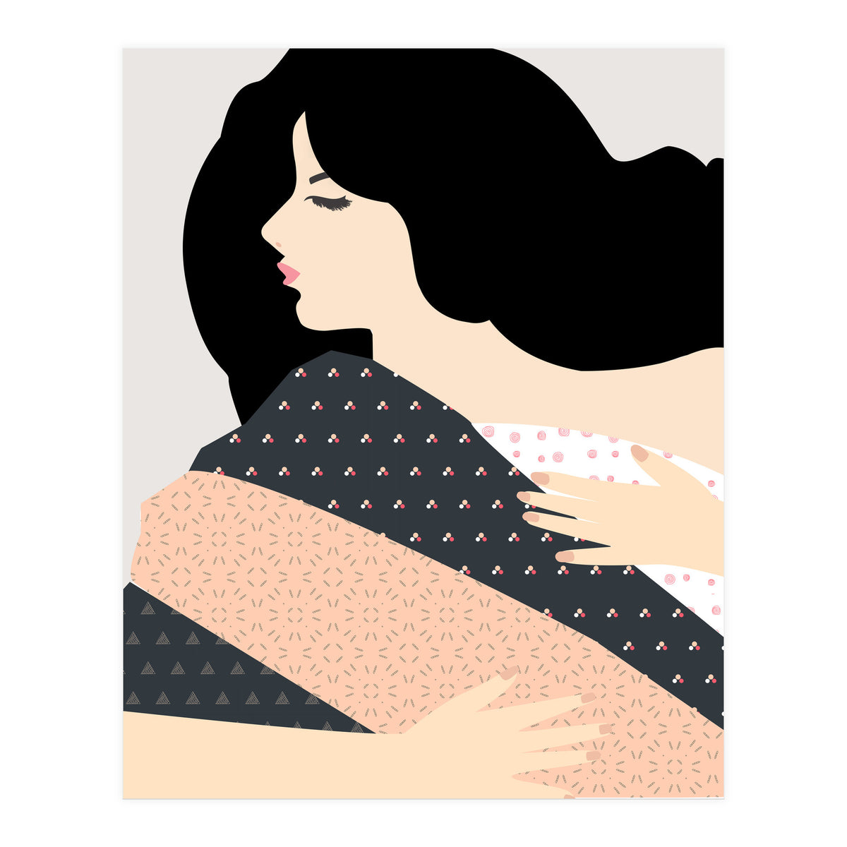 Not Today, Sleepy Lazy Woman In Bed, Quirky Eclectic Blanket Cozy Sleep In Illustration (Print Only)