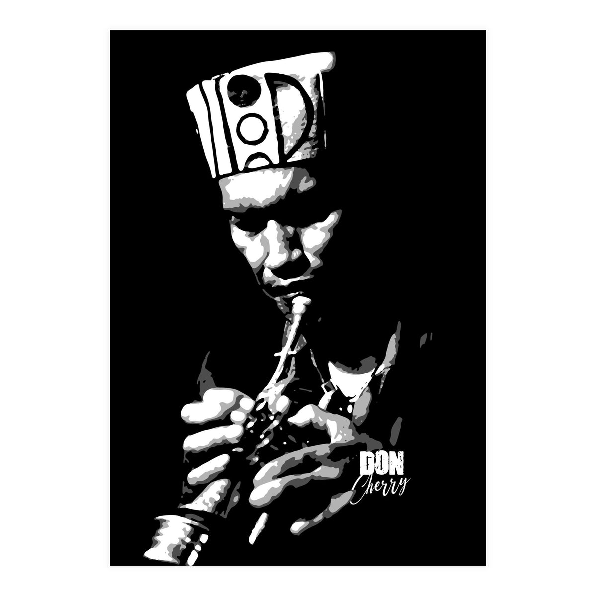 Don Cherry Trumpeter Jazz Music Legend in Grayscale (Print Only)