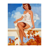 Beautiful Pinup Girl Posing On A Fence (Print Only) thumbnail