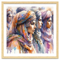 Tuareg Women Procession Watercolor