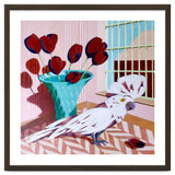 White cockatoo and black tulips thumbnail
