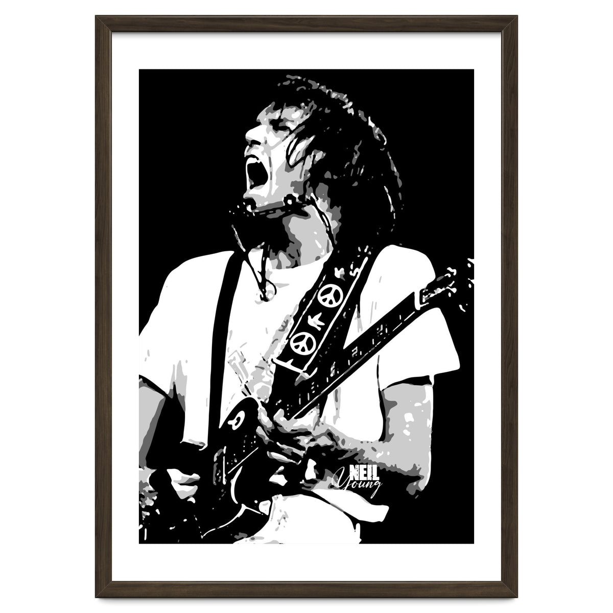 Neil Young Musician Legend in Grayscale