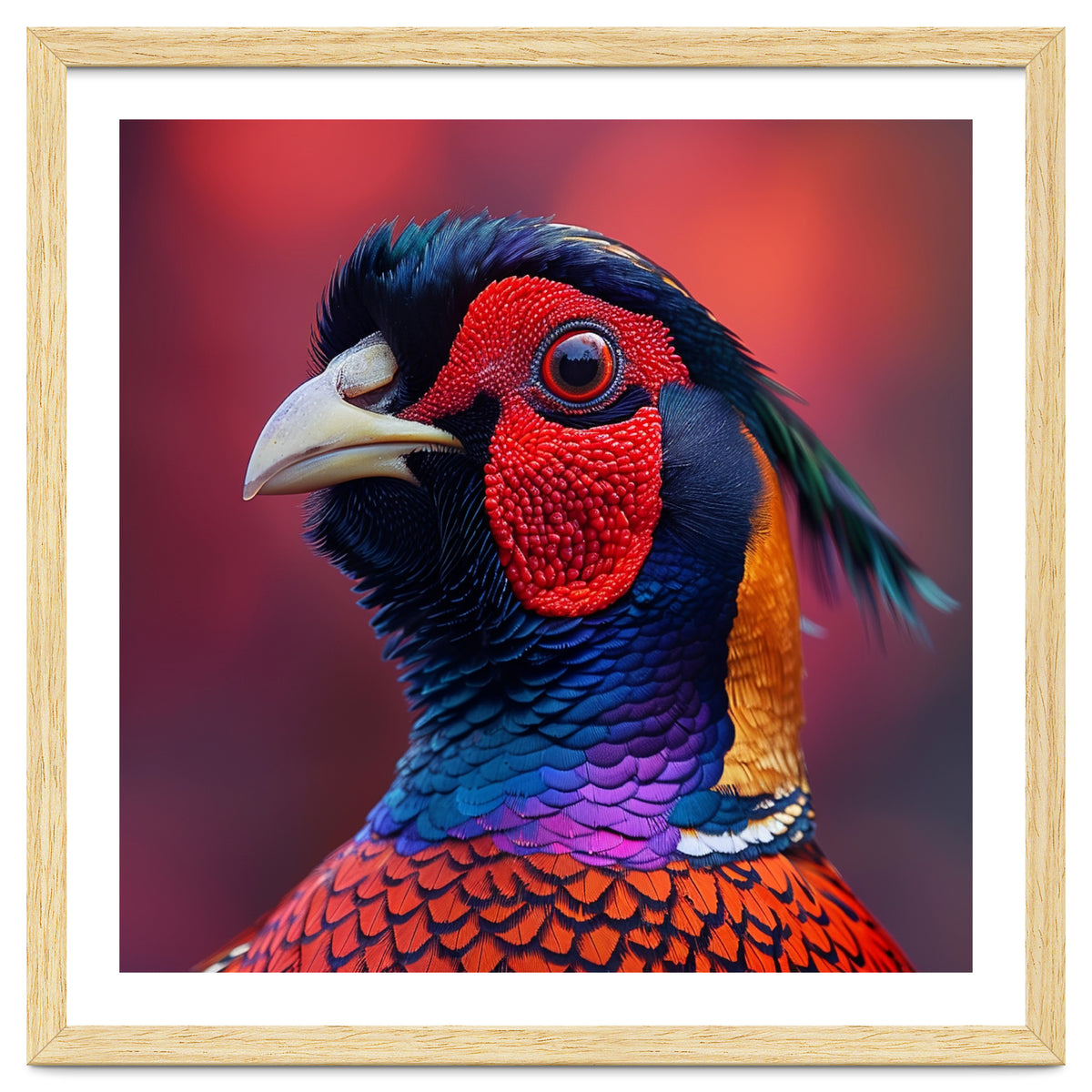 Close Up Pheasant Bird Head Detailed Feathers