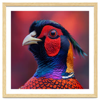 Close Up Pheasant Bird Head Detailed Feathers