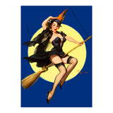 Pinup Sexy Witch Posing On A Broom (Print Only) thumbnail