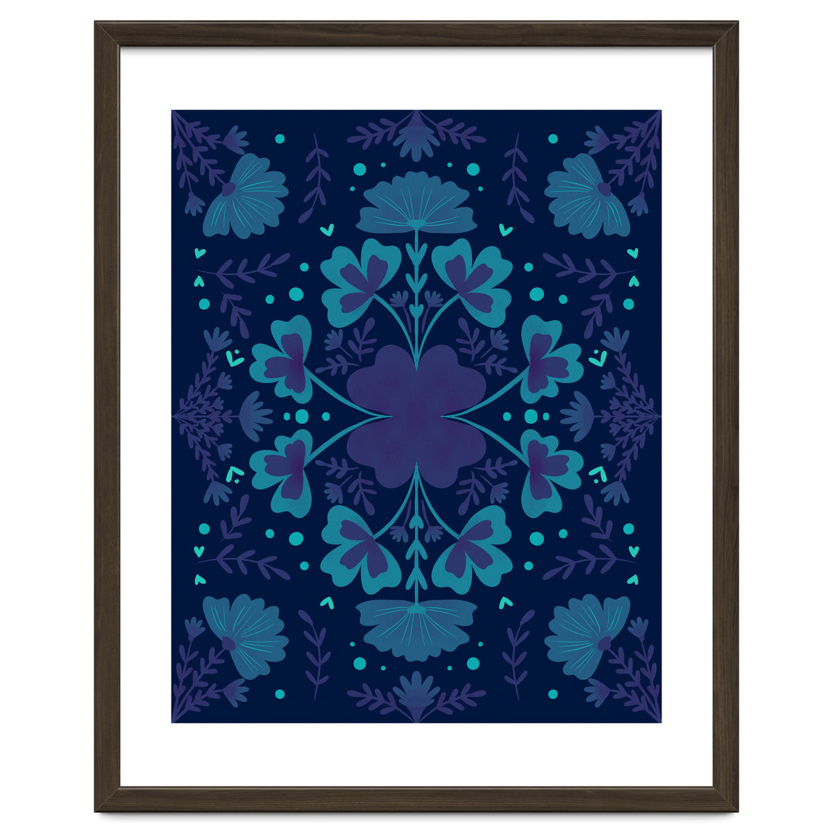 Clovers And Flowers Night Blue