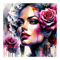 Rose Mantilla Flamenco Portrait (Print Only)