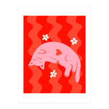 Pink Cat Wavy Background (Print Only) thumbnail