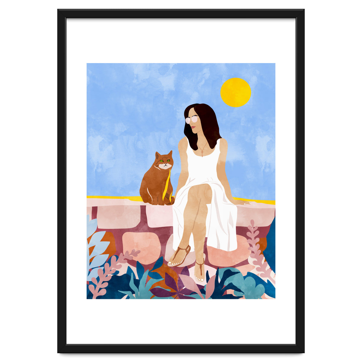 Butterscotch, Cats Pets Cat Mom Watercolor Painting, Pet Parent Animals Quirky Bohemian