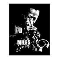Miles Davis American Jazz Trumpeter in Grayscale (Print Only)