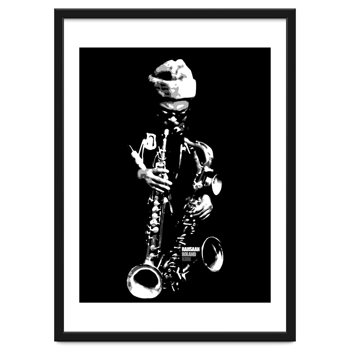 Rahsaan Roland Kirk Jazz Music Legend in Grayscale
