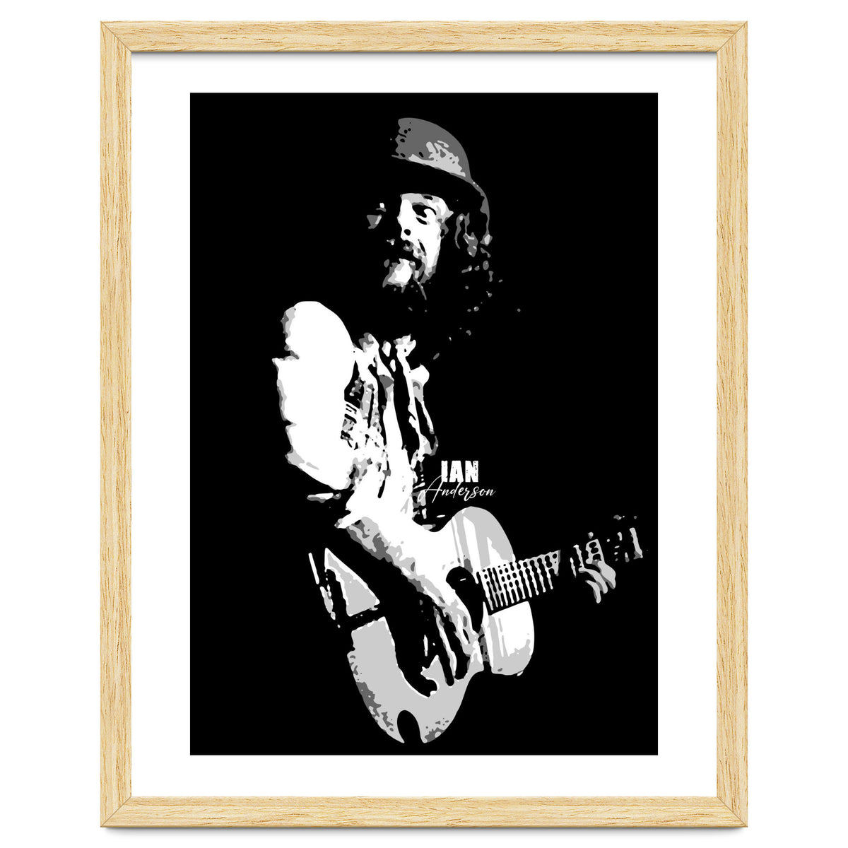 Ian Anderson Rock Music Legend in Grayscale