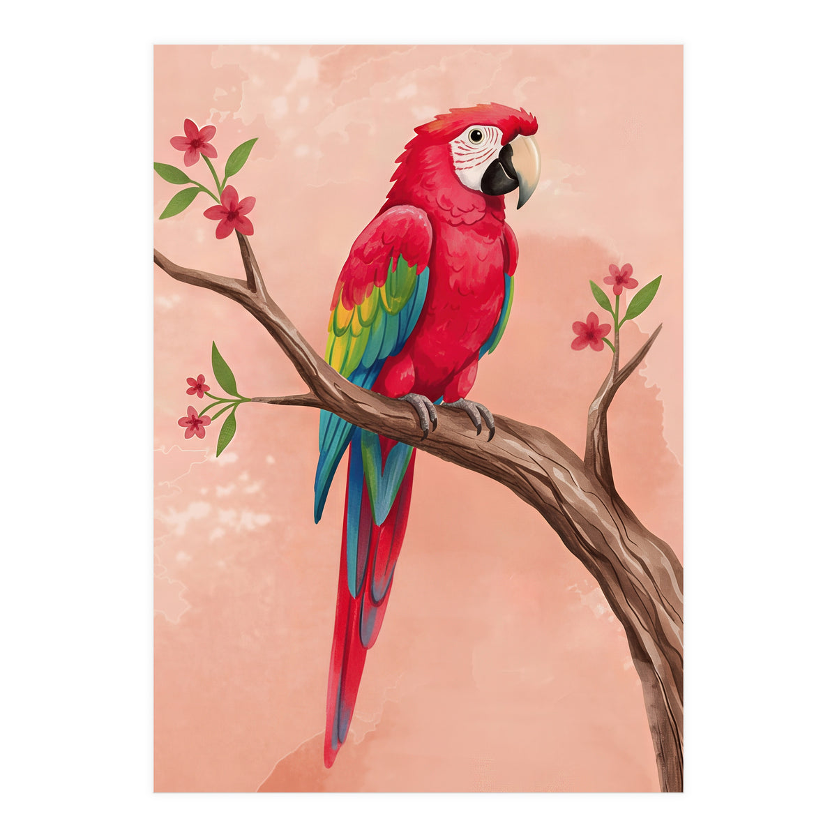 Red Macaw Parrot Bird Forest (Print Only)