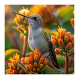 Hummingbird Perched On Orange Flowers (Print Only) thumbnail