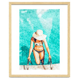 Pool Fashion | Modern Bohemian Woman Swim Watercolor Painting | Contemporary Travel thumbnail