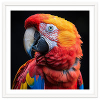 Scarlet Macaw Parrot Close Up Portrait Vivid Colors