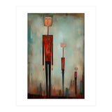 CITY HEIGHTS, three human-like forms of differing heights loom over the city below. (Print Only) thumbnail