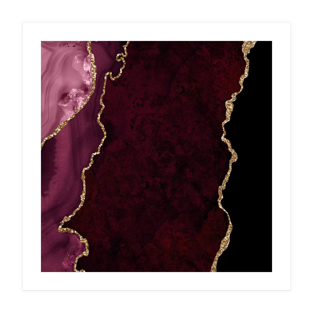 Burgundy & Gold Agate Texture 15  (Print Only)
