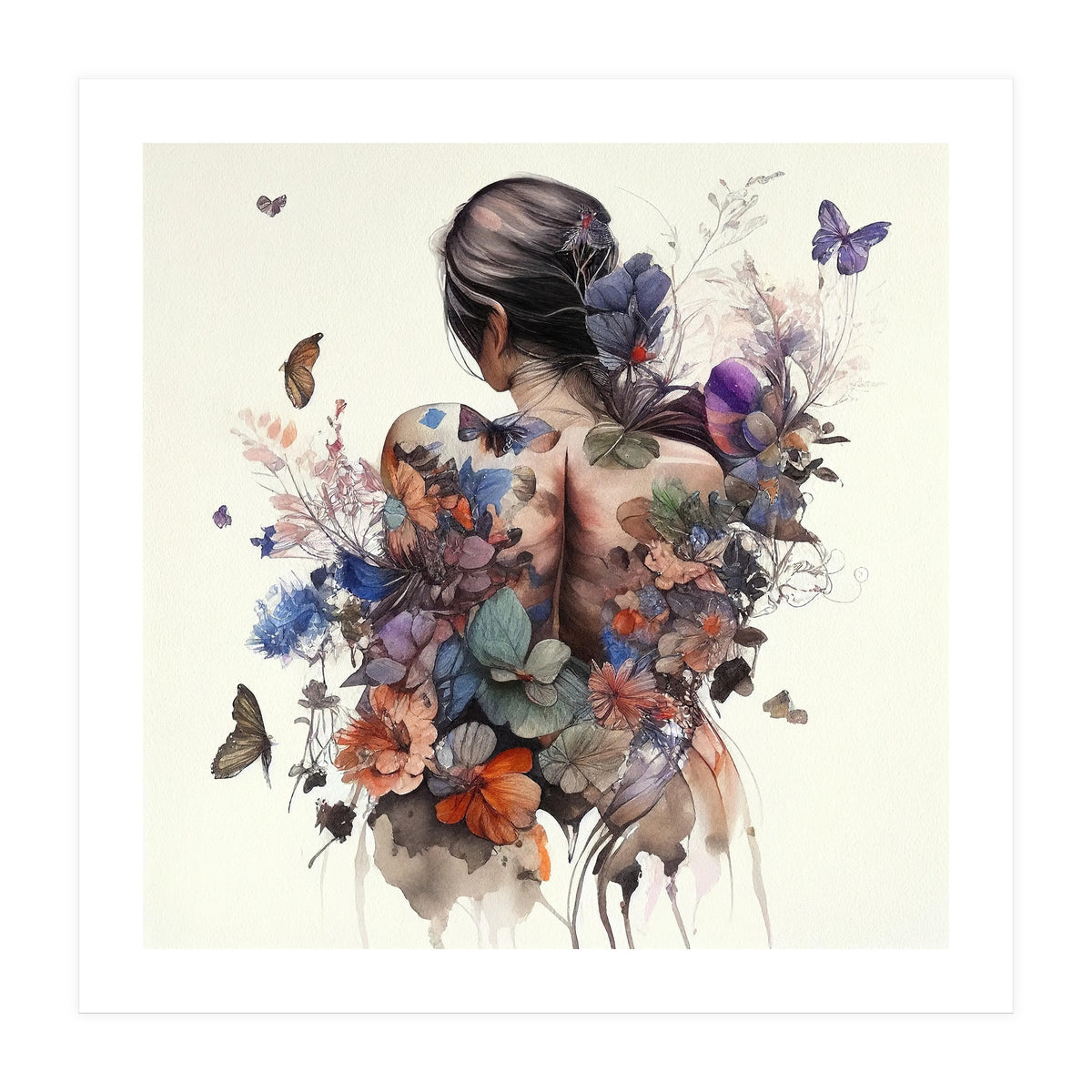 Watercolor Butterfly Bouquet (Print Only)