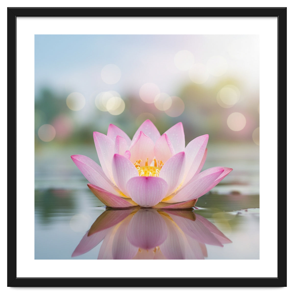 Ethereal Lotus Bloom: Serene Botanical Reflection