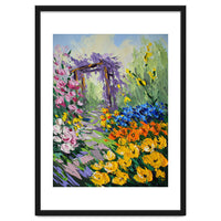 Sun-Drenched Garden Pergola Oil Painting