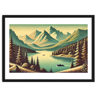 Vintage Alpine Lake Poster