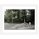 Piled-up rocks under construction on the street thumbnail