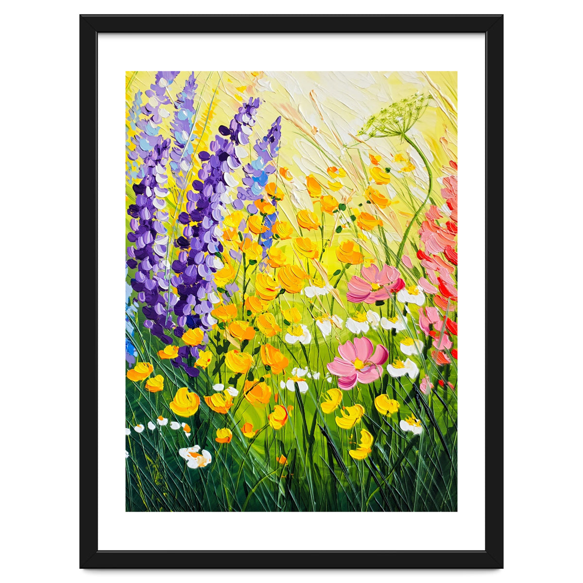 Sun-Drenched Wildflower Meadow Oil Painting