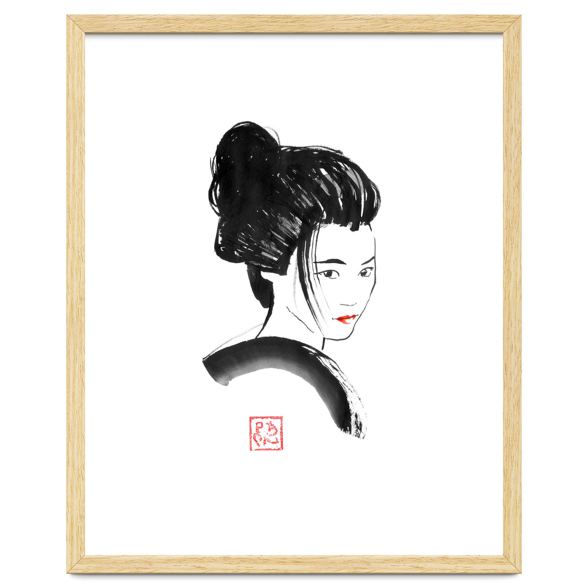 Geisha Face Red Lips