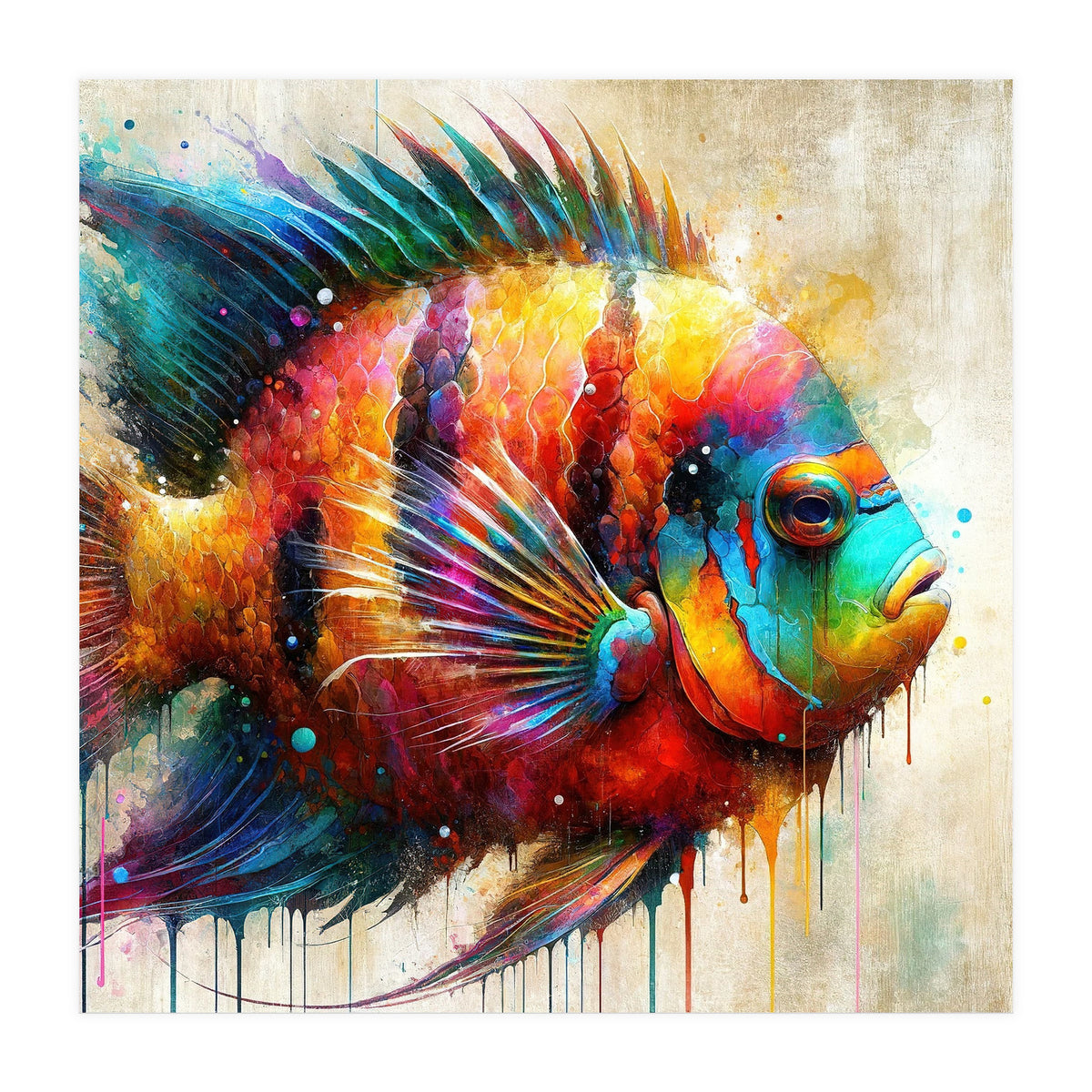 Colorful Tropical Fish Portrait (Print Only)